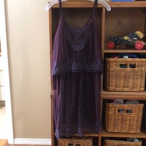 Romantic deep purple sheer dress with slip